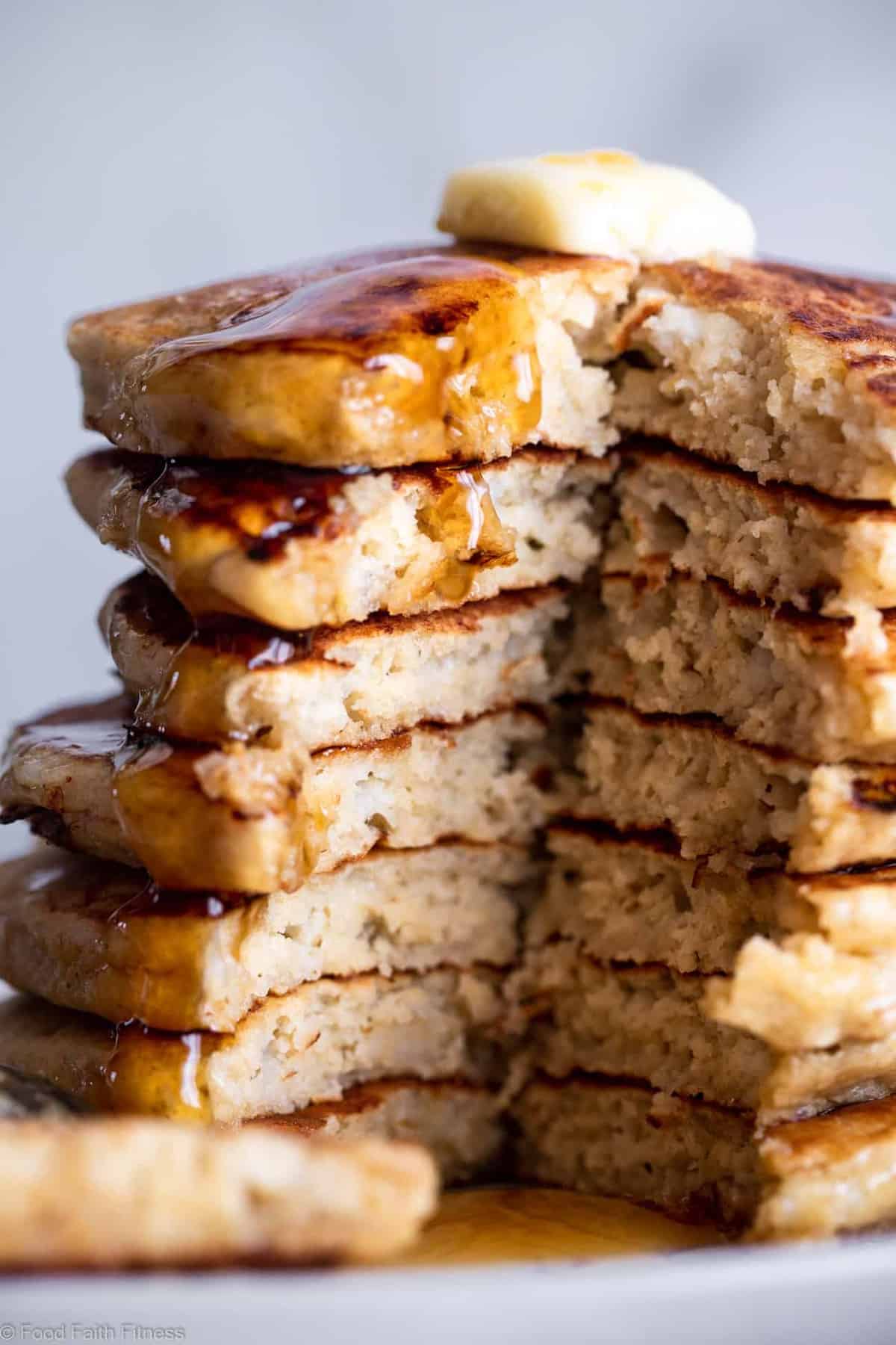 Fluffy Cottage Cheese Pancakes - These easy pancakes naturally gluten free and protein packed! Make them ahead for healthy breakfasts or make them on weekends! Great for kids and adults. | #Foodfaithfitness | #Glutenfree #healthy #breakfast #pancakes